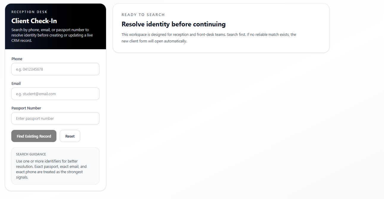 CRM Dynamic check-in screen